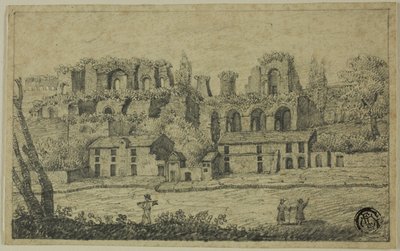 Paesaggio fluviale con rovine romane da Unknown artist