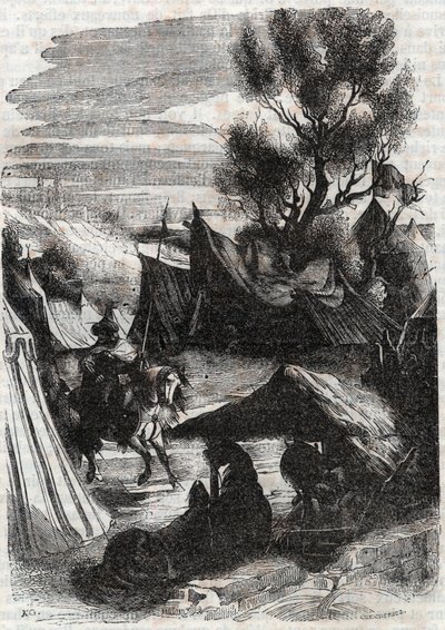 Orlando nel campo dei Saraceni - incisione del 1851 da “Orlando Furioso” da Unknown artist