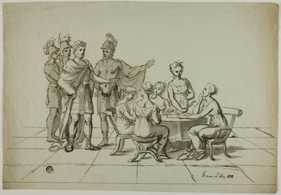 Imperatore Romano che si Avvicina a un Gruppo di Donne Sedute a Tavola da Unknown artist