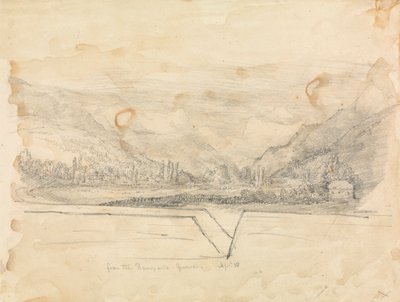 Paesaggio rurale con montagne in lontananza da Unknown artist