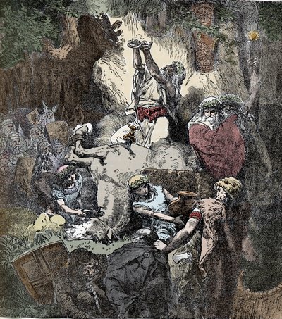 Sacrificio agli dei pagani - Civiltà celtica: sacrificio di un cavallo agli dei della fertilità da Unknown artist