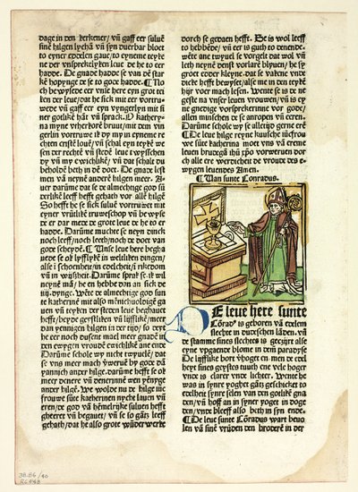 San Corrado da Der Heiligen Leben, Winterteil (Vite dei santi, periodo invernale), lastra 40 da Xilografie da libri del XV secolo da Unknown artist