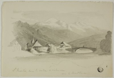 San Martino, nella valle di Sallenche, guardando verso il Monte Bianco da Unknown artist