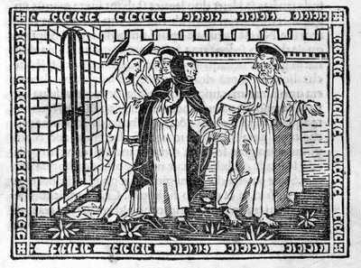 San Pietro condotto per mano Savonarola (Girolamo Savonarola) (1452 - 1498) - in “Compendium of Revelatione”, incunabolo del 23/4/1496 da Unknown artist