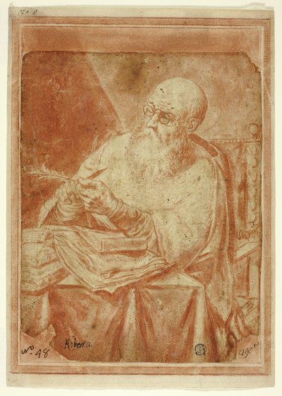 Santo che affila una penna da Unknown artist