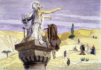 San Simeone lo stilita che predica su una colonna da Unknown artist