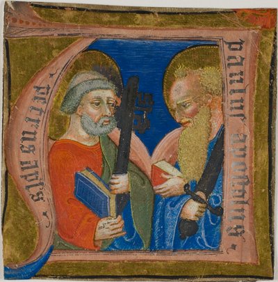 I santi Pietro e Paolo in una "N" iniziale storicizzata da un libro di coro da Unknown artist