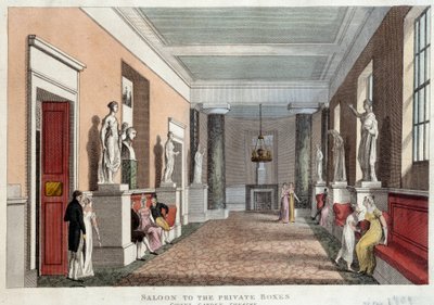 Salone che conduce ai palchi privati del teatro di Covent Garden. Incisione del 1809. Parigi, Arti Decorative da Unknown artist