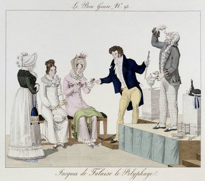 Saltimbanco: Jacques de Falaise il polifago (inghiotte qualsiasi cosa, animali vivi...) - in Le Bon genre, inizi XIX secolo da Unknown artist
