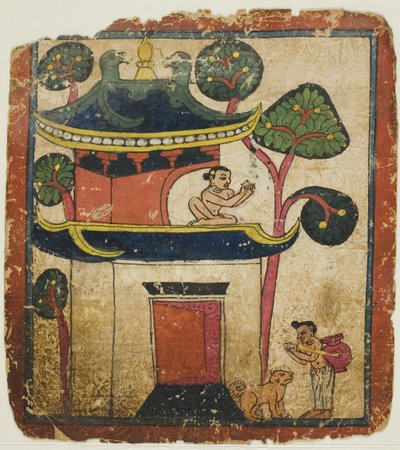 Scena dalla Storia del Buddha Ushnisha, da un set di carte di iniziazione (Tsakali) da Unknown artist
