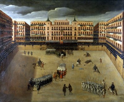 Scena di Corrida a Madrid, olio su tela da Unknown artist