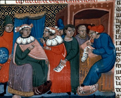 Scena di processo Miniatura tratta dal Codice di Giustiniano (Codex Justinianus), una raccolta di leggi e istituzioni pubblicata sotto l