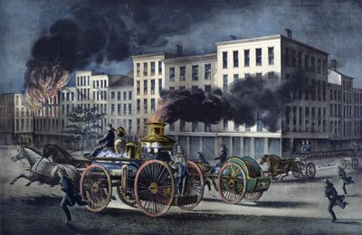 Scena di vita quotidiana dei pompieri americani da Unknown artist