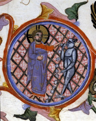 Scena di esorcismo. Miniatura del XIV secolo da Unknown artist