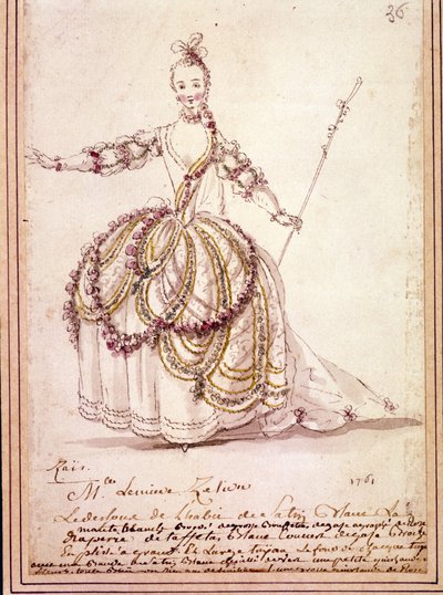 Scenografia: disegno di costume per la pastorale "Zais" di Jean-Philippe Rameau. Acquerello. 1761 da Unknown artist