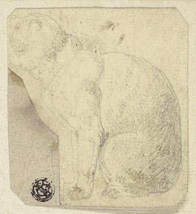 Gatto seduto di profilo da Unknown artist
