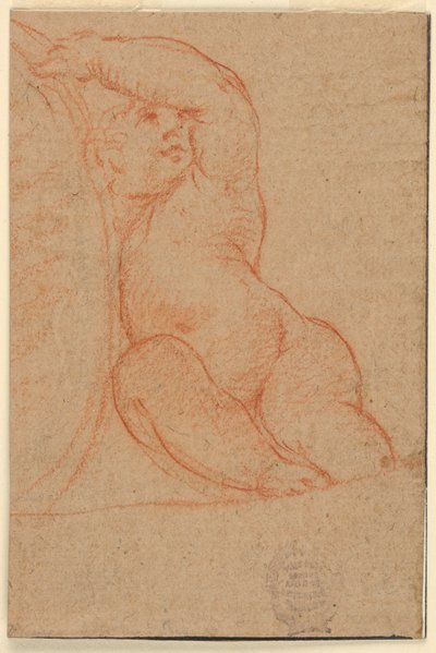 Bambino seduto che sostiene un medaglione da Unknown artist