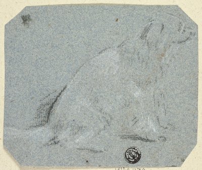 Cane seduto di profilo da Unknown artist