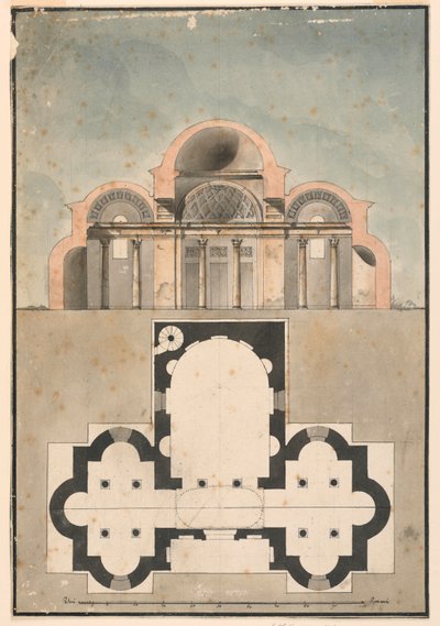 Sezione, piccolo edificio a cupola da Unknown artist