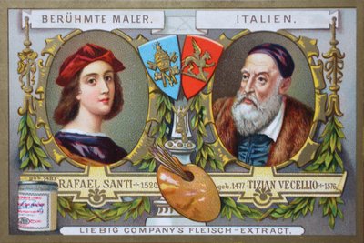 Serie di dipinti di pittori famosi, Raffaello Sanzio e Tiziano Vecellio, Italia da Unknown artist