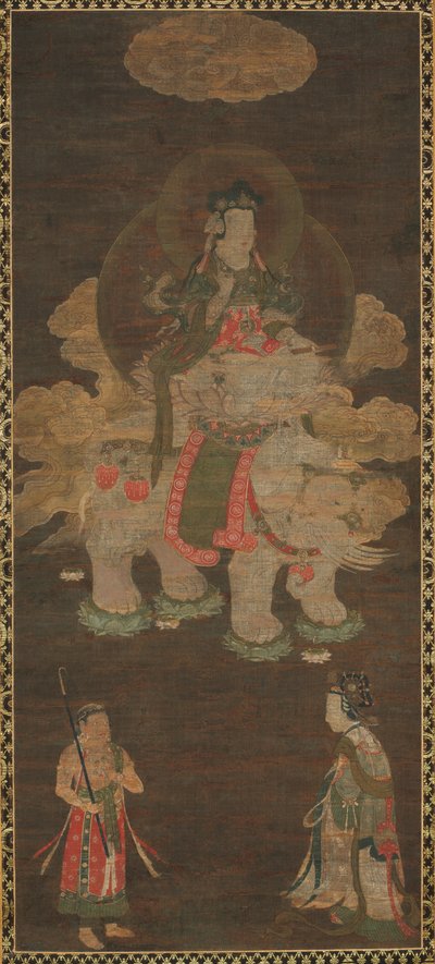 Triade di Shakyamuni: Buddha assistito da Manjushri e Samantabhadra (Bodhisattva con elefante) da Unknown artist