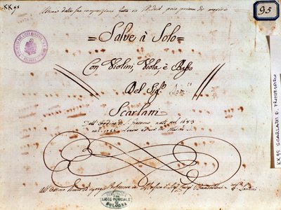 Pagina di spartito musicale per Salve Regina di Domenico Scarlatti da Unknown artist