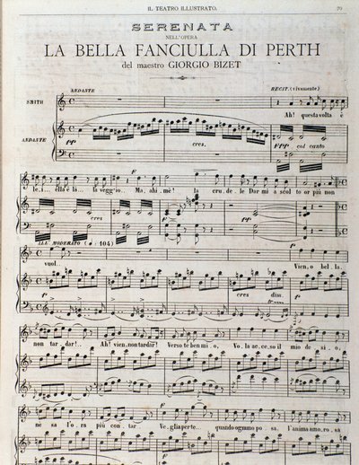Pagina di spartito per La bella fanciulla di Perth, opera di Georges Bizet da Unknown artist