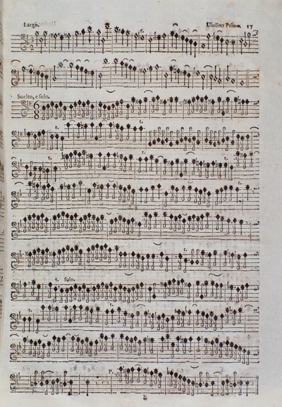 Pagina di spartito per violino in Sinfonia da chiesa e due violini di Francesco Manfredini da Unknown artist