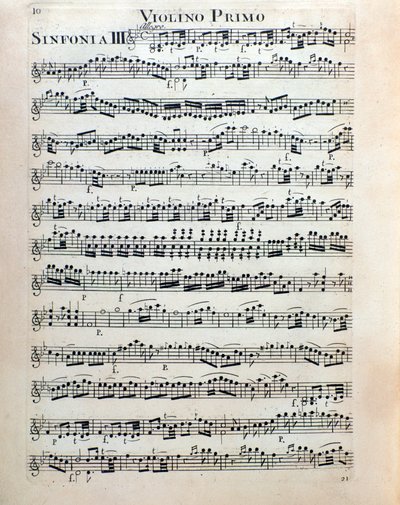 Pagina della partitura per violino della sinfonia n. 3 di Christian Cannabich da Unknown artist