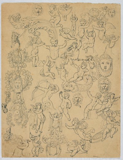Foglio con putti e studi dall