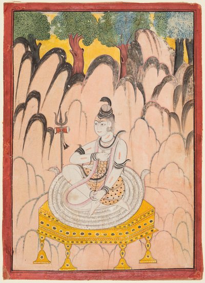 Shiva seduto su un trono in un paesaggio da Unknown artist