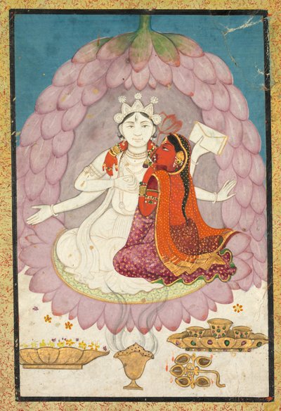 Shiva con Sati seduti in un fiore di loto da Unknown artist