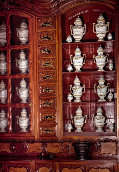 Vetrina e vasi di farmacista in maiolica. XVII secolo Macon, Hotel Dieu da Unknown artist