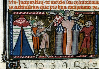 Assedio di un castello. Miniatura da un manoscritto del XIII secolo. Milano, Biblioteca Trivulziana da Unknown artist