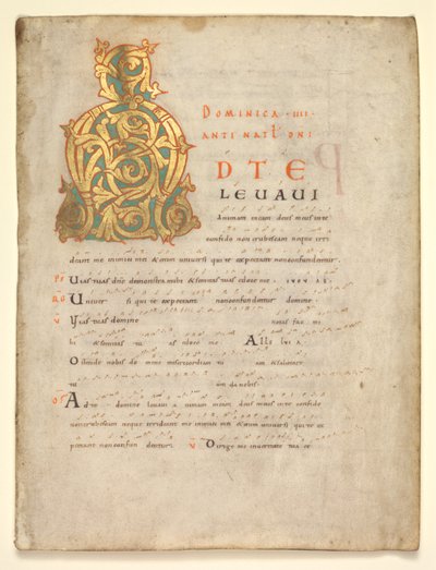 Foglio Singolo Estratto da un Graduale e Sacramentario: Iniziale A[d te lavavi] da Unknown artist