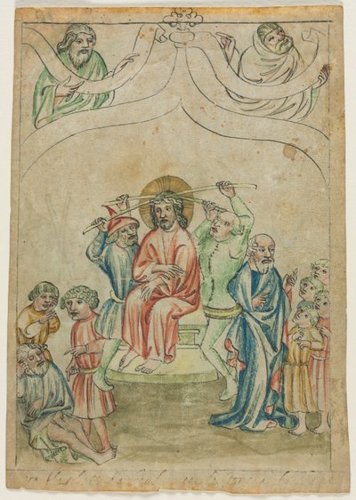 Foglio singolo da una Biblia Pauperum: Cristo coronato di spine (recto) da Unknown artist