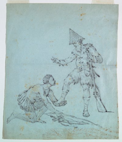 Schizzo per una stampa su cotone: Robinson Crusoe da Unknown artist