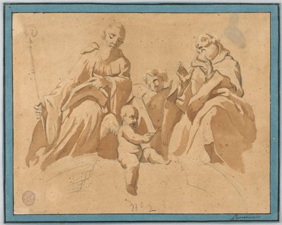 Schizzo per un dipinto murale: Due monaci santi da Unknown artist