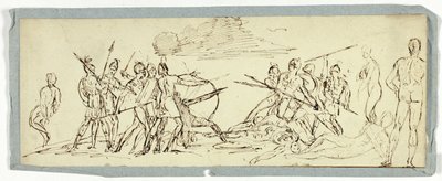 Schizzo di scena di battaglia (recto); Fregata (verso) da Unknown artist
