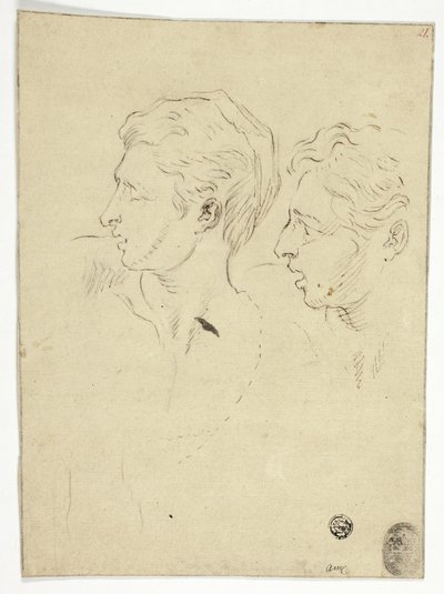 Schizzo di Due Uomini che Girano a Sinistra da Unknown artist
