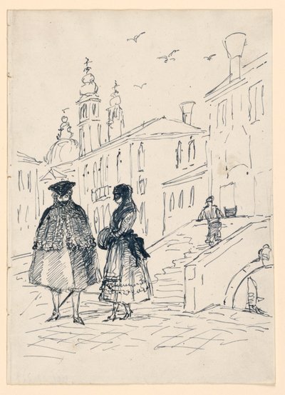 Schizzo di una scena di strada a Venezia da Unknown artist