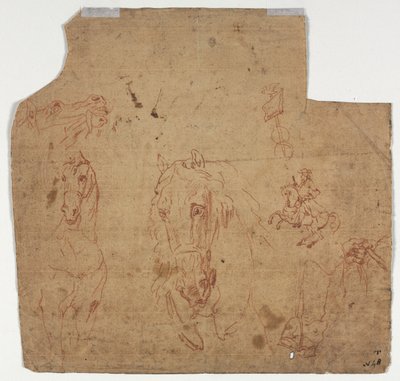 Schizzi di cavalli e cavalieri (recto) da Unknown artist