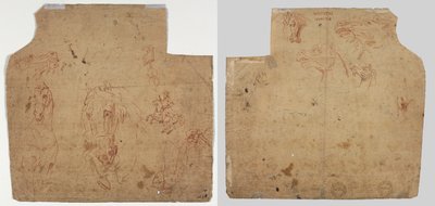 Schizzi di cavalli e cavalieri (recto); Schizzi di cavalli (verso) da Unknown artist