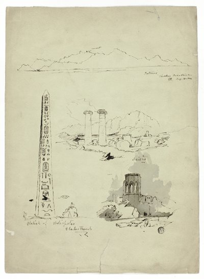 Schizzi di Patmos, Sardi, Obelisco di Eliopoli da Unknown artist