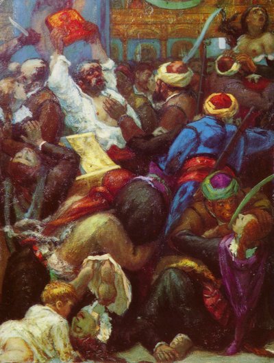 Massacro dei cristiani nella chiesa di Batak, Bulgaria, da parte delle truppe irregolari ottomane da Unknown artist