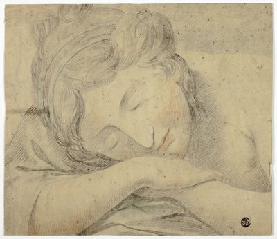 Donna addormentata con la testa sulle braccia da Unknown artist