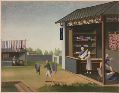 Filatura del tessuto, preparazione delle foglie di tè, preparazione della seta da Unknown artist