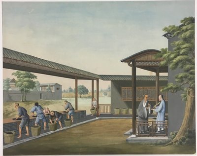 Filatura del tessuto, preparazione delle foglie di tè, preparazione della seta da Unknown artist