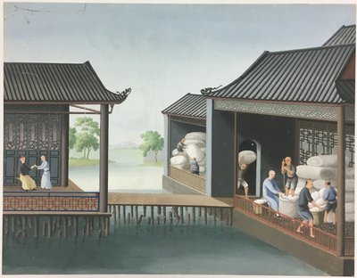Filatura del tessuto, preparazione delle foglie di tè, preparazione della seta da Unknown artist