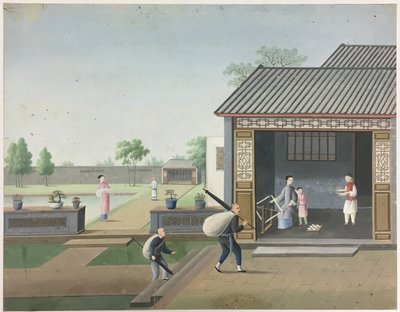 Filatura del tessuto, preparazione delle foglie di tè, preparazione della seta da Unknown artist
